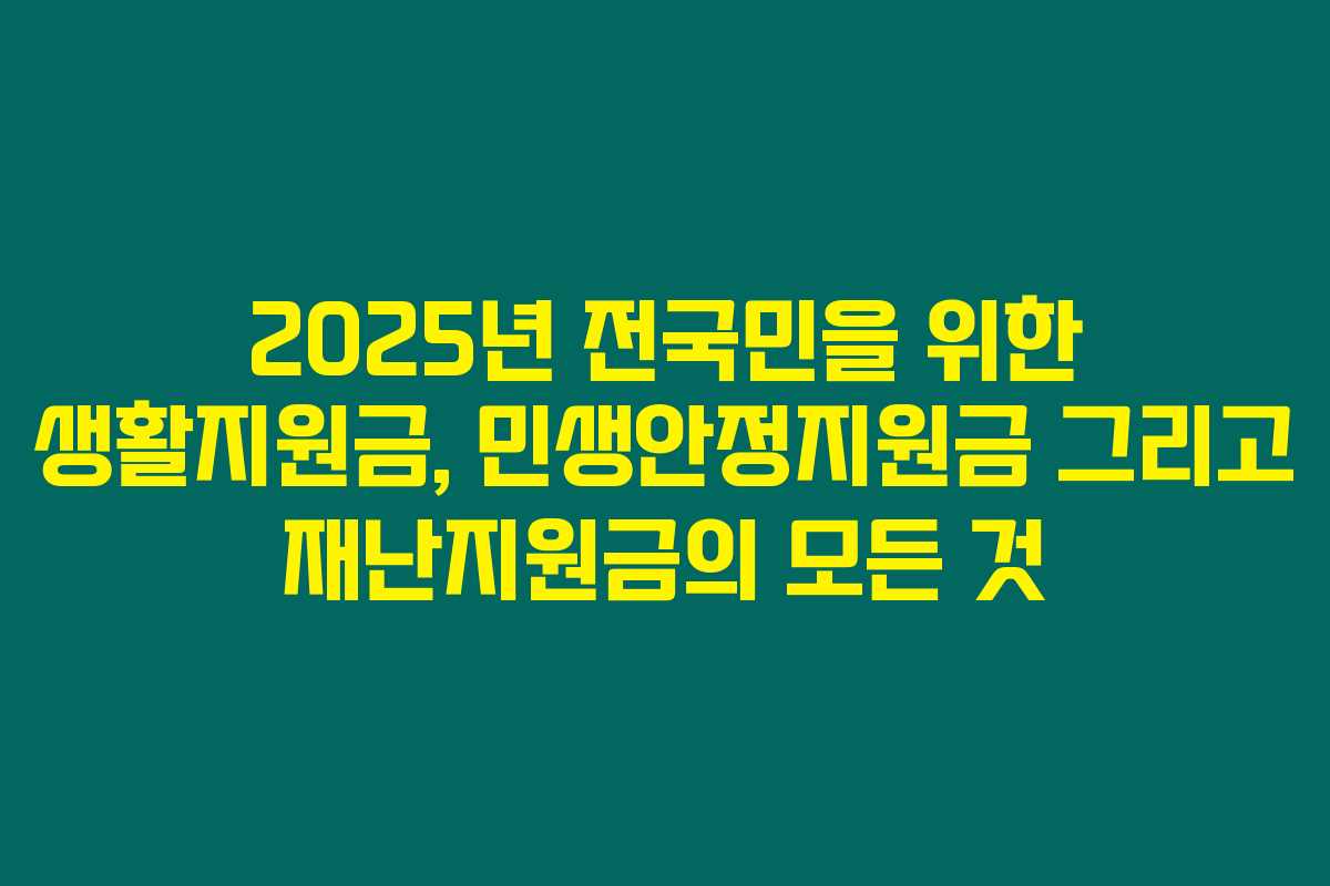2025년 전국민을 위한 생활지원금, 민생안정지원금 그리고 재난지원금의 모든 것