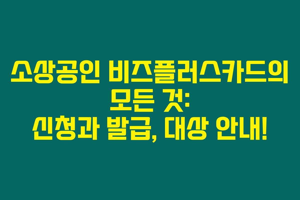 소상공인 비즈플러스카드의 모든 것: 신청과 발급, 대상 안내!