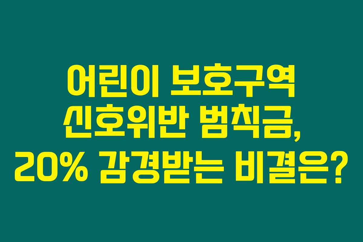 어린이 보호구역 신호위반 범칙금, 20% 감경받는 비결은?