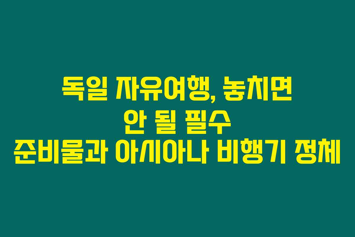 독일 자유여행, 놓치면 안 될 필수 준비물과 아시아나 비행기 정체