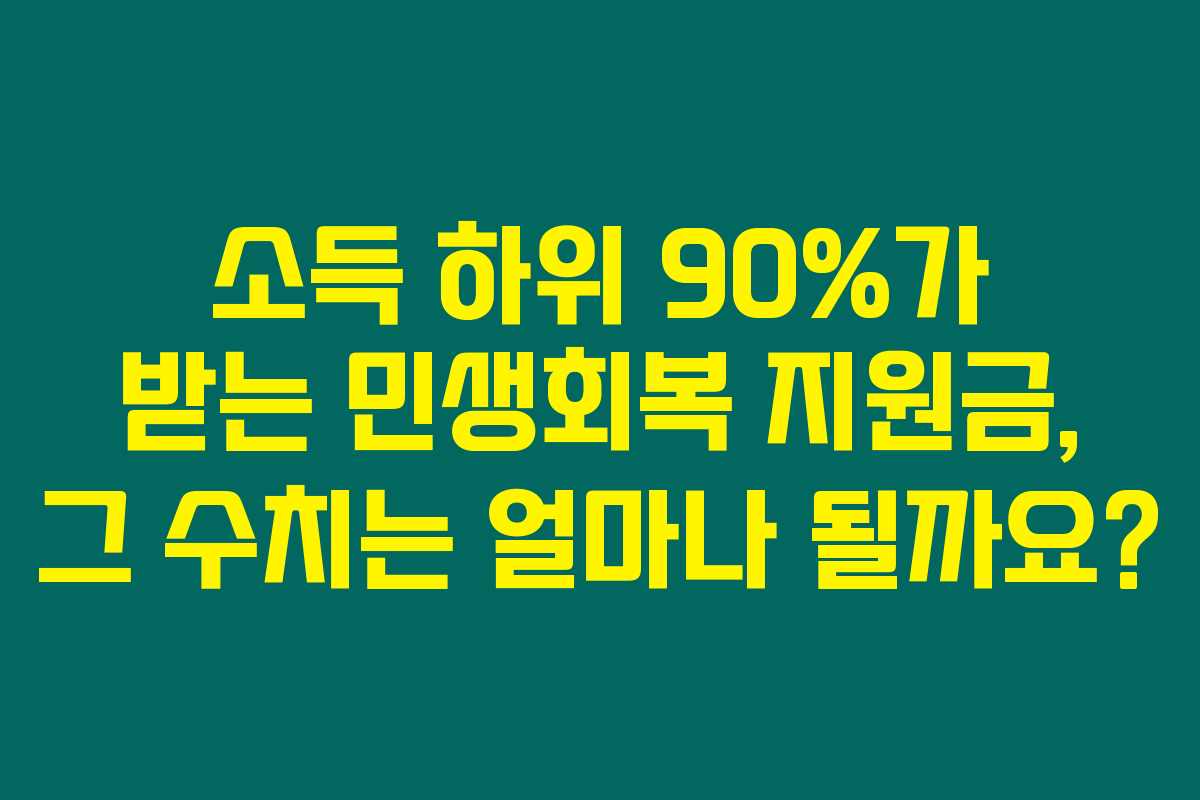 소득 하위 90%가 받는 민생회복 지원금, 그 수치는 얼마나 될까요?
