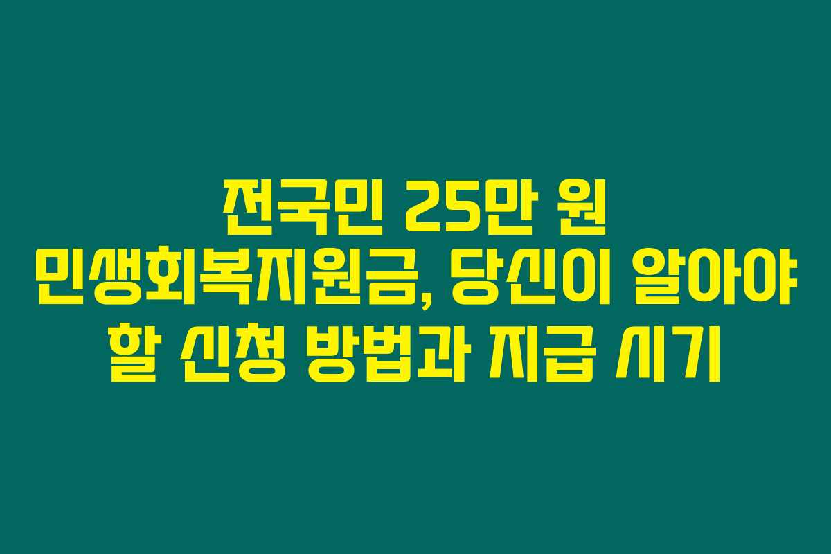 전국민 25만 원 민생회복지원금, 당신이 알아야 할 신청 방법과 지급 시기