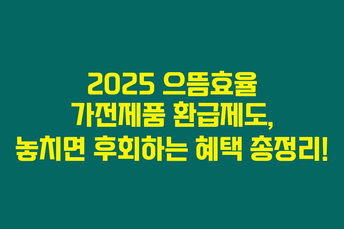 2025 으뜸효율 가전제품 환급제도, 놓치면 후회하는 혜택 총정리!