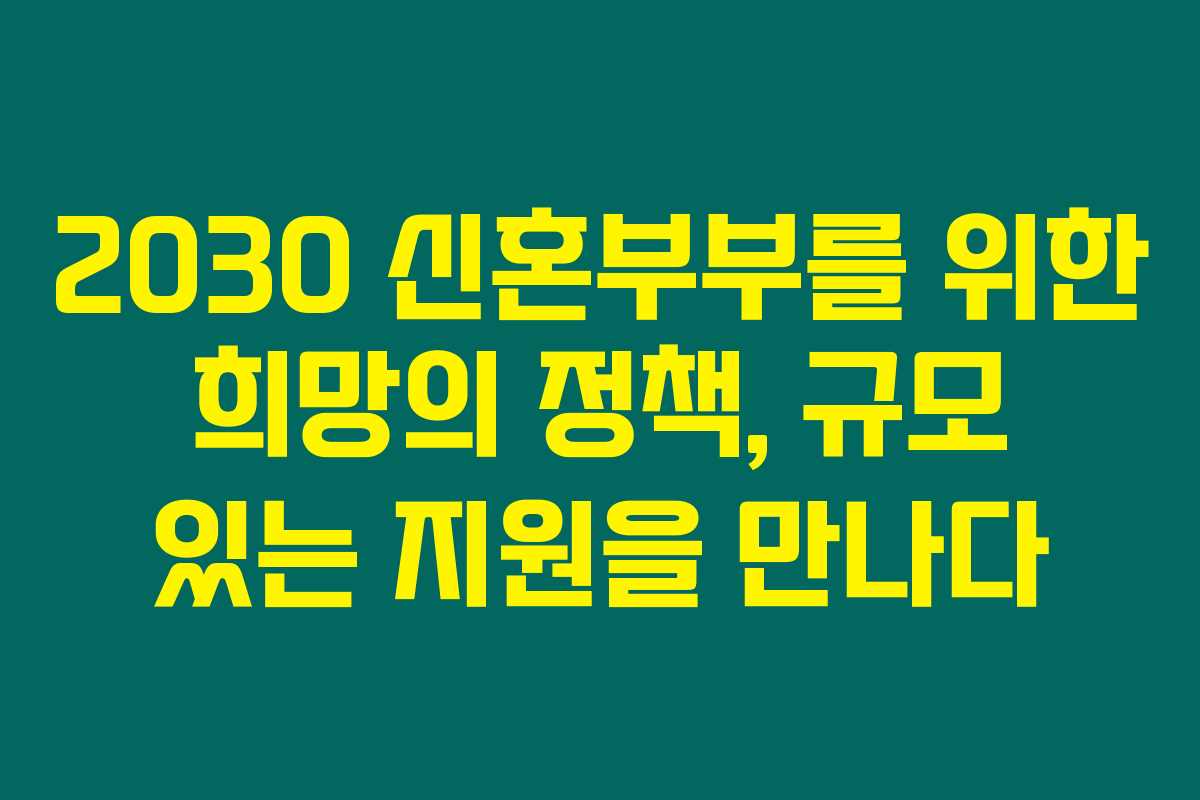 2030 신혼부부를 위한 희망의 정책, 규모 있는 지원을 만나다