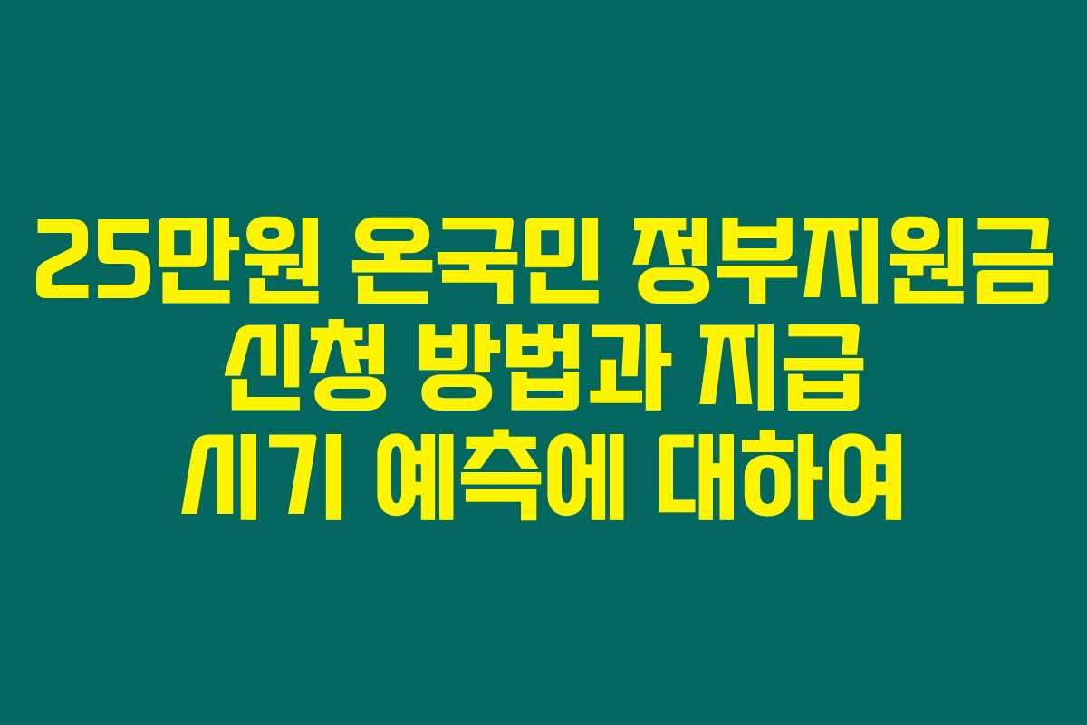 25만원 온국민 정부지원금 신청 방법과 지급 시기 예측에 대하여