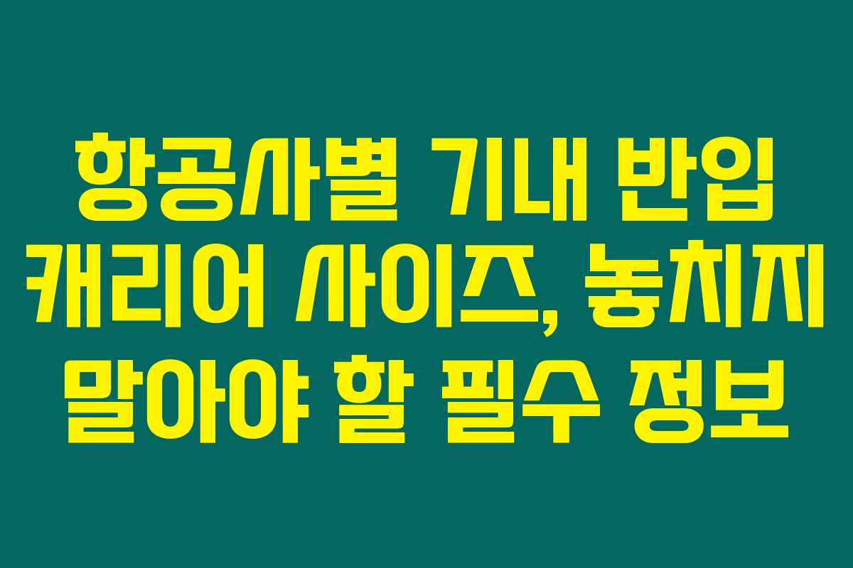 항공사별 기내 반입 캐리어 사이즈, 놓치지 말아야 할 필수 정보