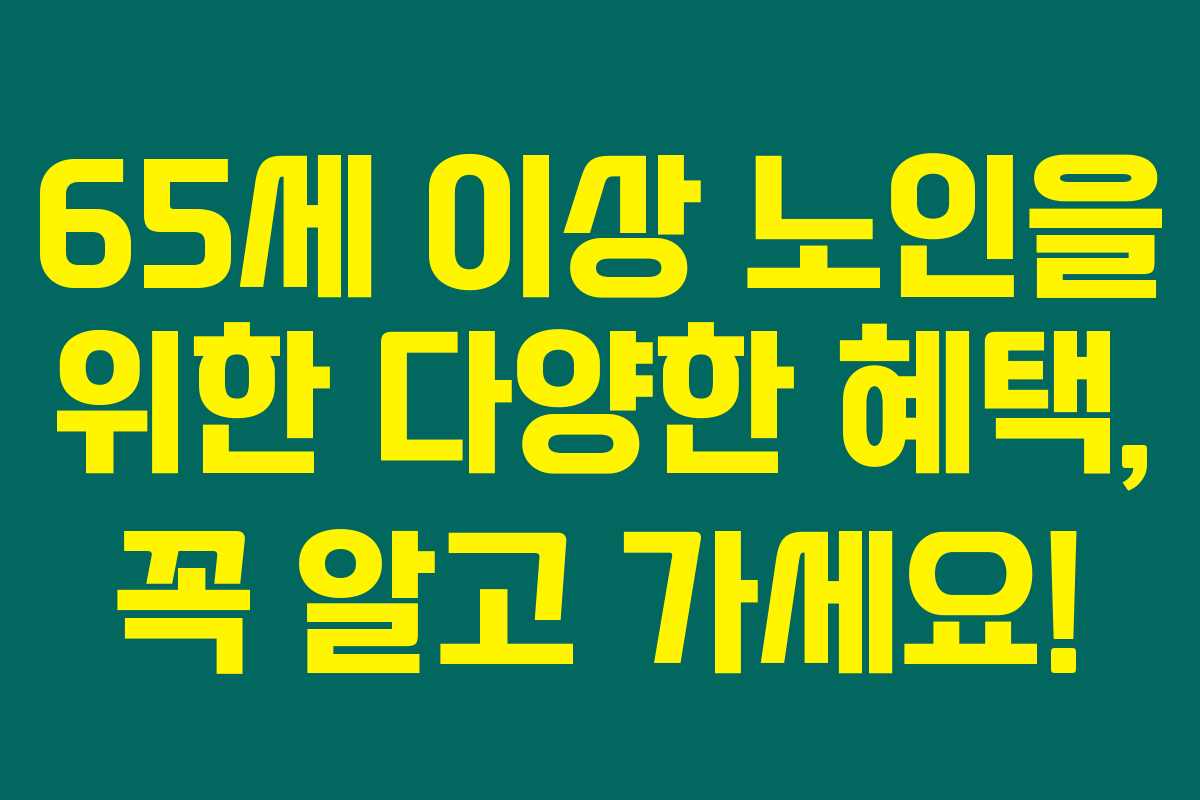 65세 이상 노인을 위한 다양한 혜택, 꼭 알고 가세요!