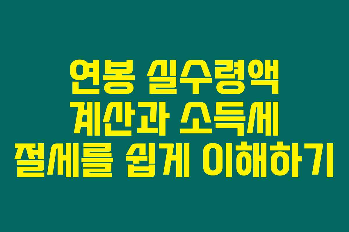 연봉 실수령액 계산과 소득세 절세를 쉽게 이해하기