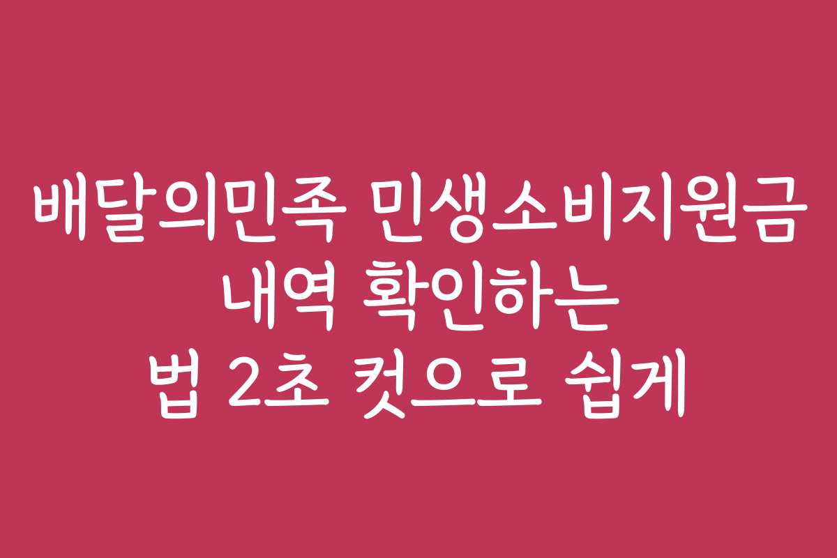 배달의민족 민생소비지원금 내역 확인하는 법 2초 컷으로 쉽게