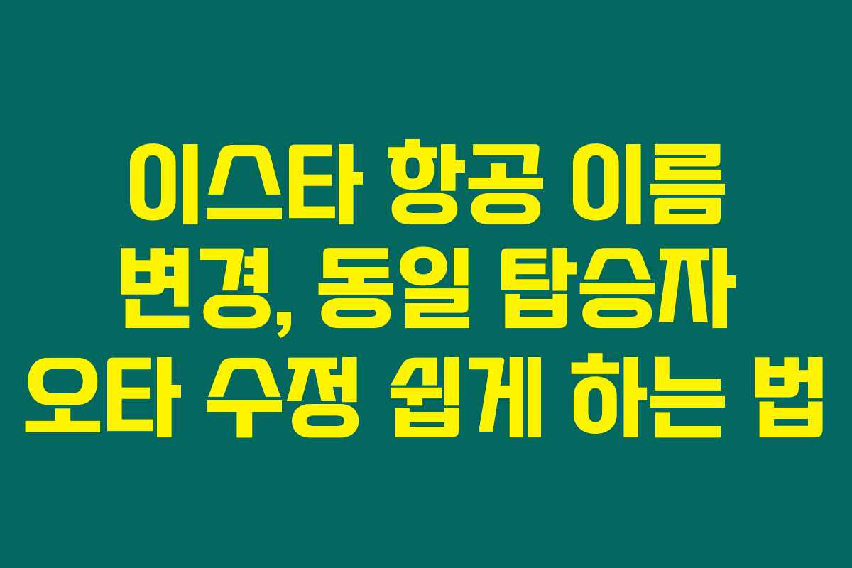 이스타 항공 이름 변경, 동일 탑승자 오타 수정 쉽게 하는 법