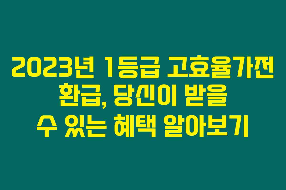 2023년 1등급 고효율가전 환급, 당신이 받을 수 있는 혜택 알아보기