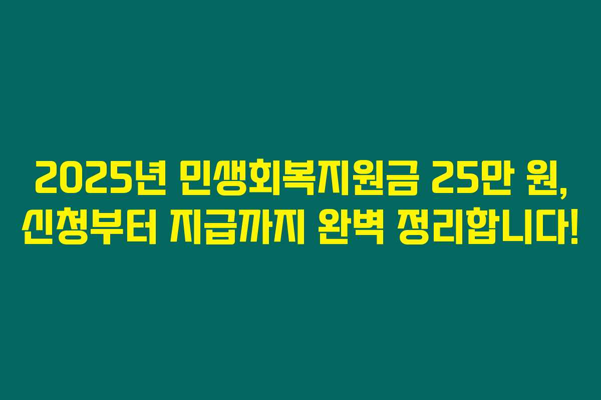 2025년 민생회복지원금 25만 원, 신청부터 지급까지 완벽 정리합니다!