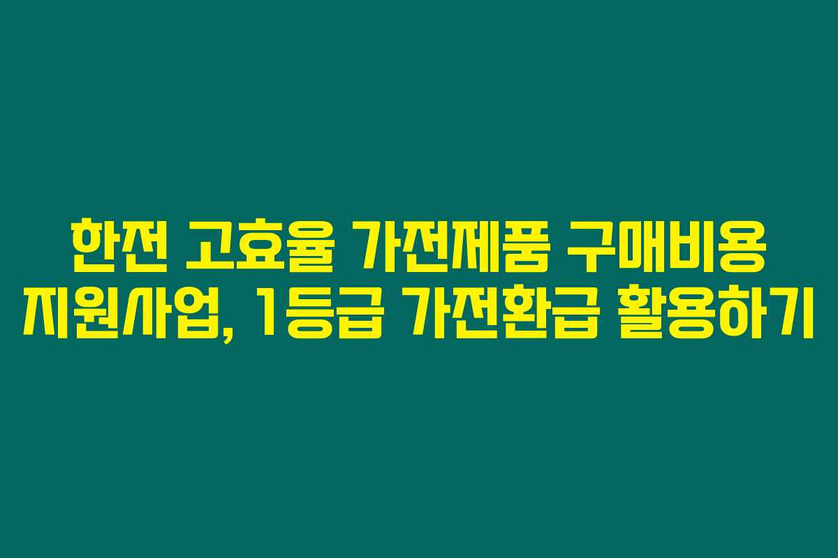 한전 고효율 가전제품 구매비용 지원사업, 1등급 가전환급 활용하기