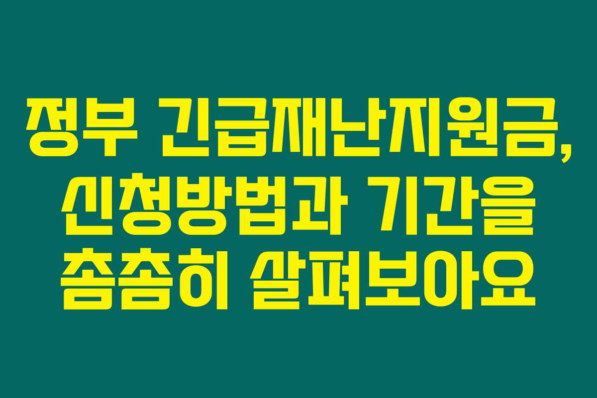 정부 긴급재난지원금, 신청방법과 기간을 촘촘히 살펴보아요