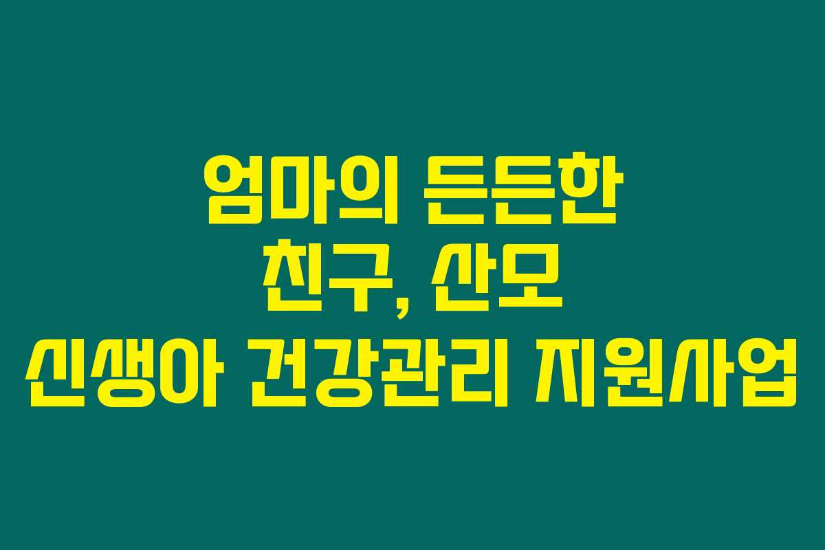 엄마의 든든한 친구, 산모 신생아 건강관리 지원사업