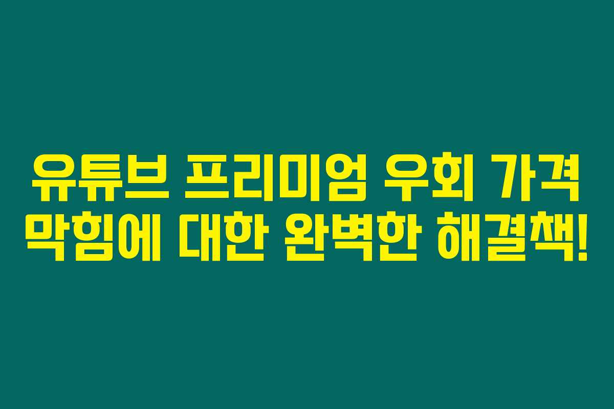 유튜브 프리미엄 우회 가격 막힘에 대한 완벽한 해결책!
