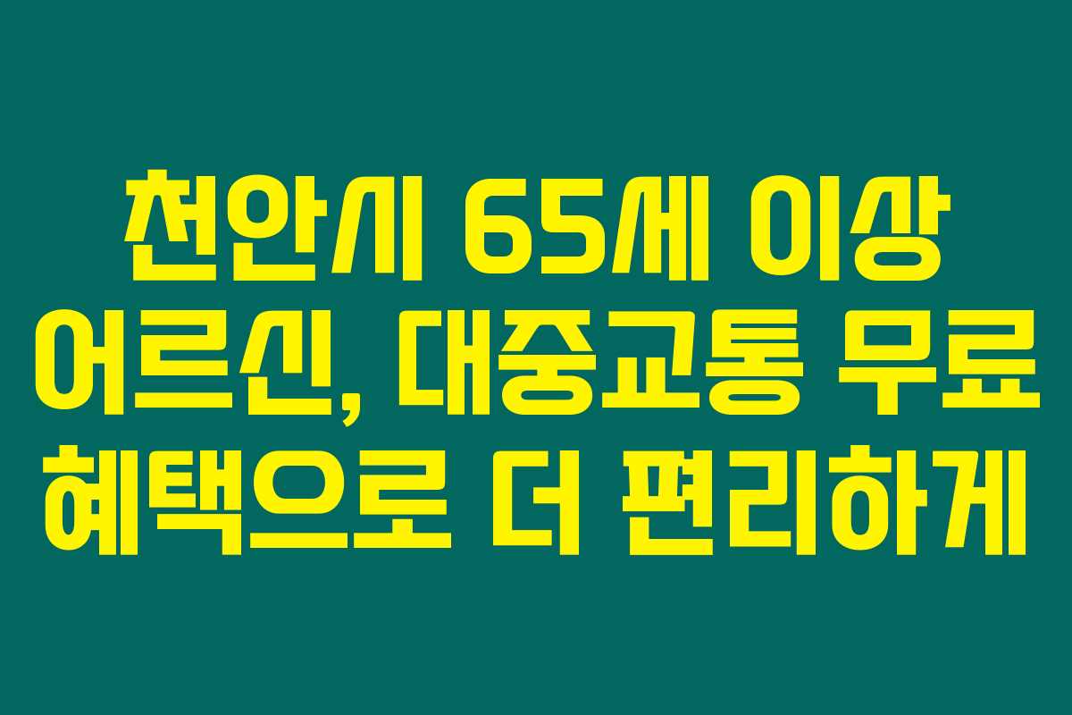 천안시 65세 이상 어르신, 대중교통 무료 혜택으로 더 편리하게