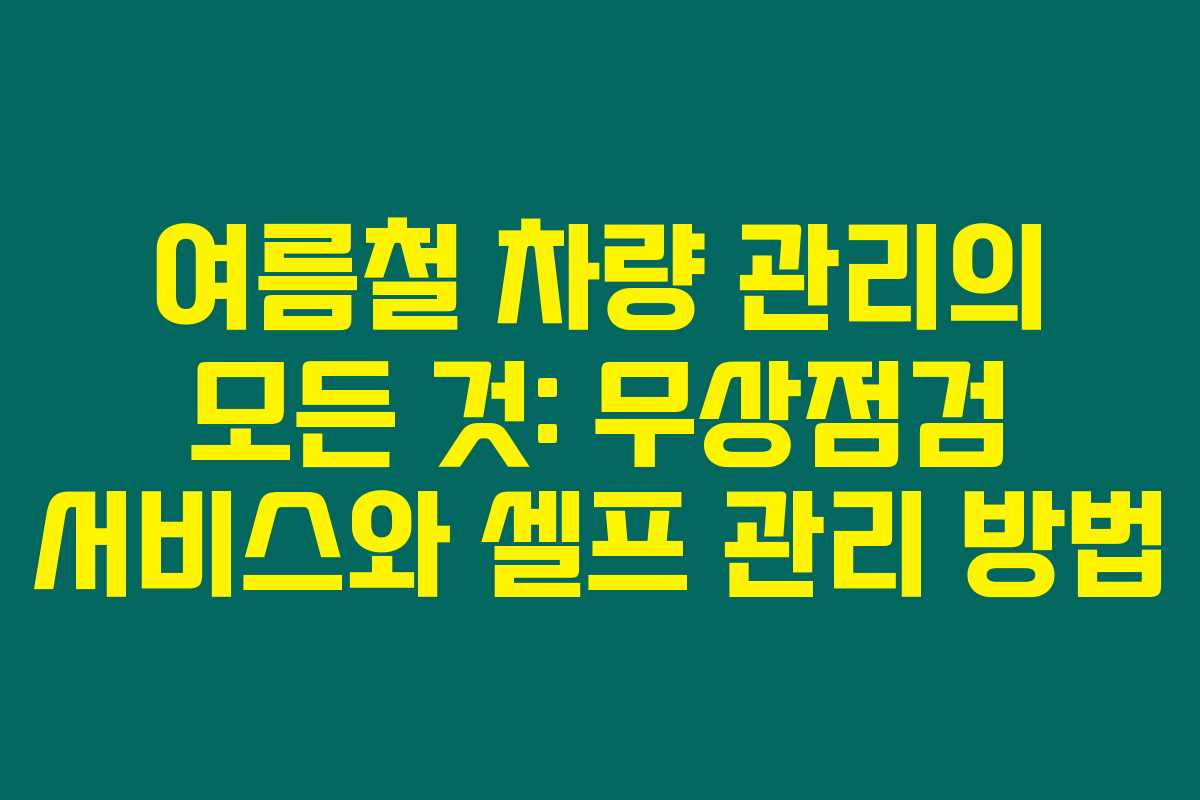 여름철 차량 관리의 모든 것: 무상점검 서비스와 셀프 관리 방법