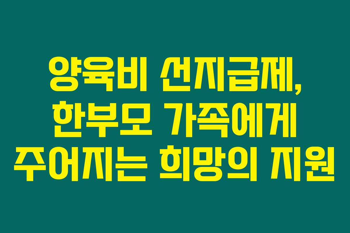 양육비 선지급제, 한부모 가족에게 주어지는 희망의 지원