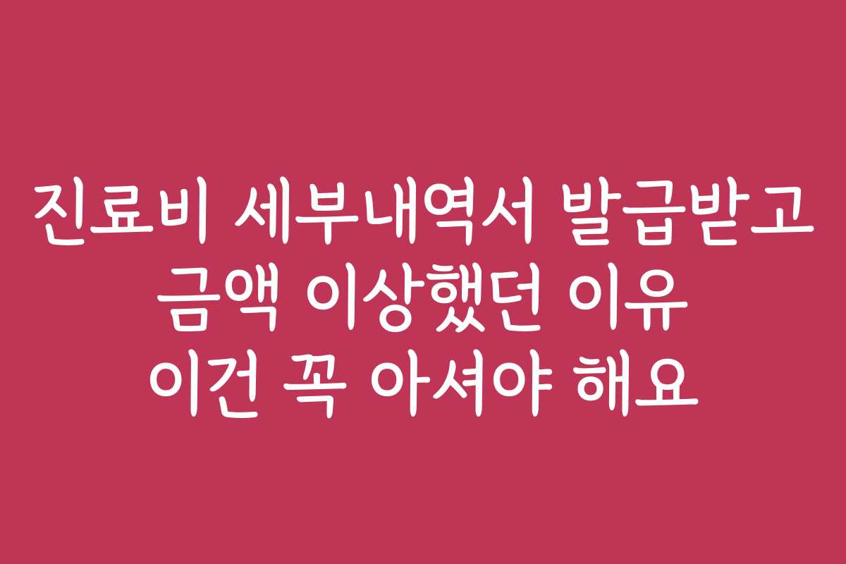 진료비 세부내역서 발급받고 금액 이상했던 이유 이건 꼭 아셔야 해요