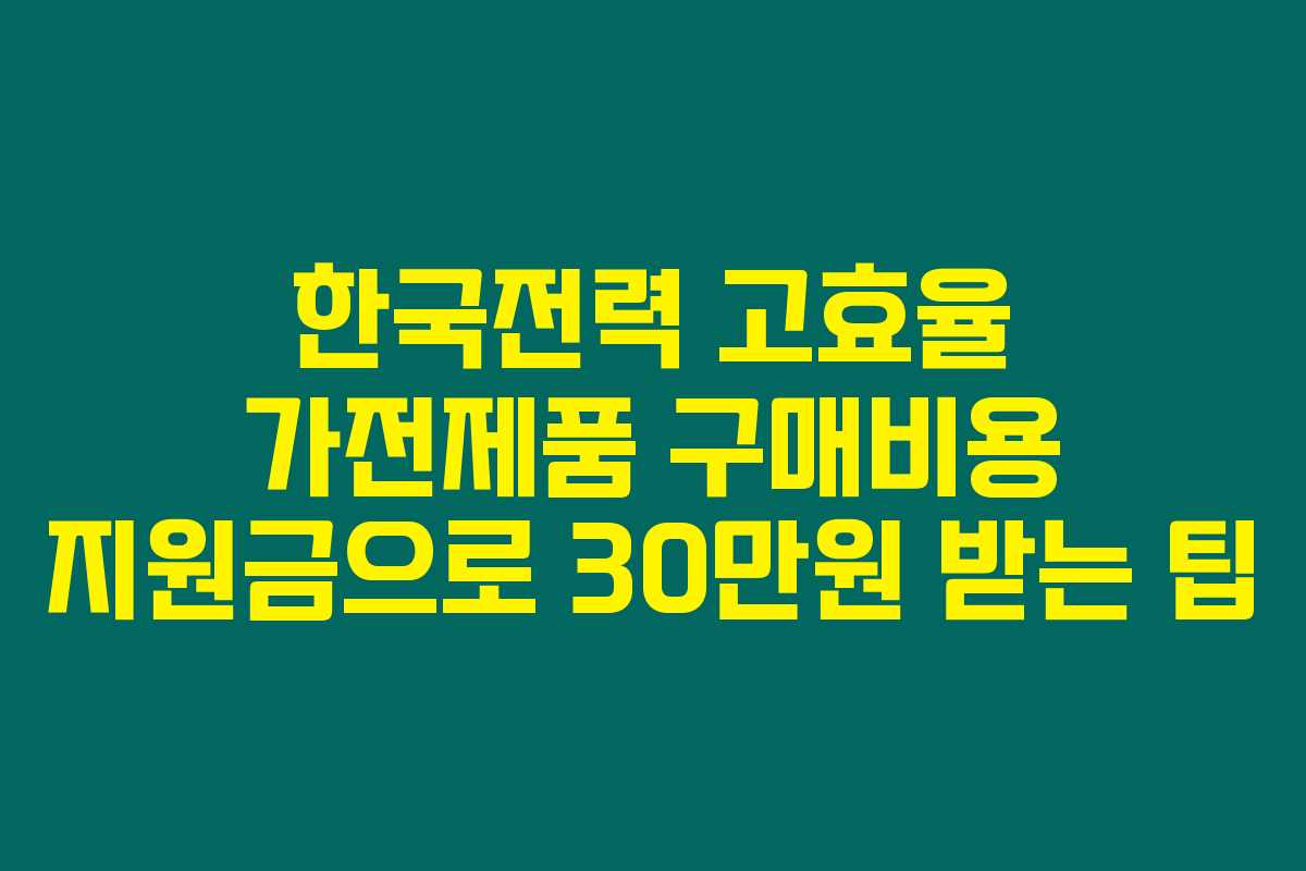 한국전력 고효율 가전제품 구매비용 지원금으로 30만원 받는 팁