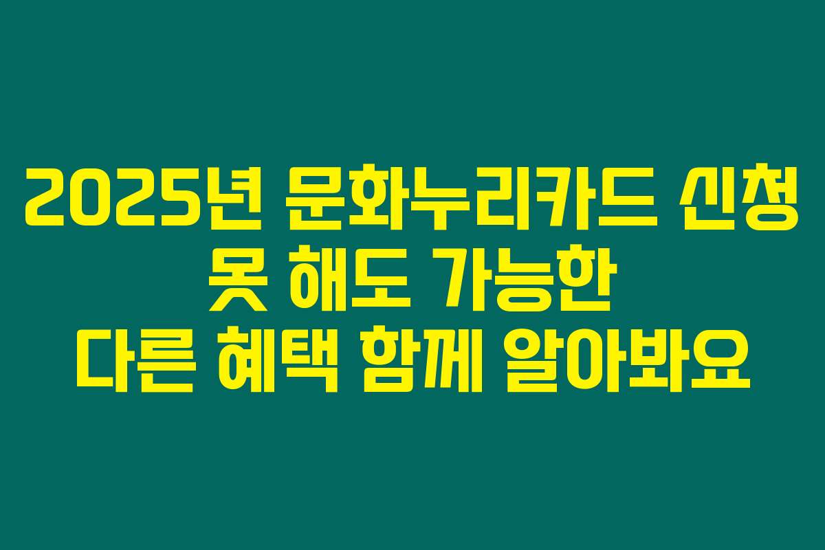 2025년 문화누리카드 신청 못 해도 가능한 다른 혜택 함께 알아봐요
