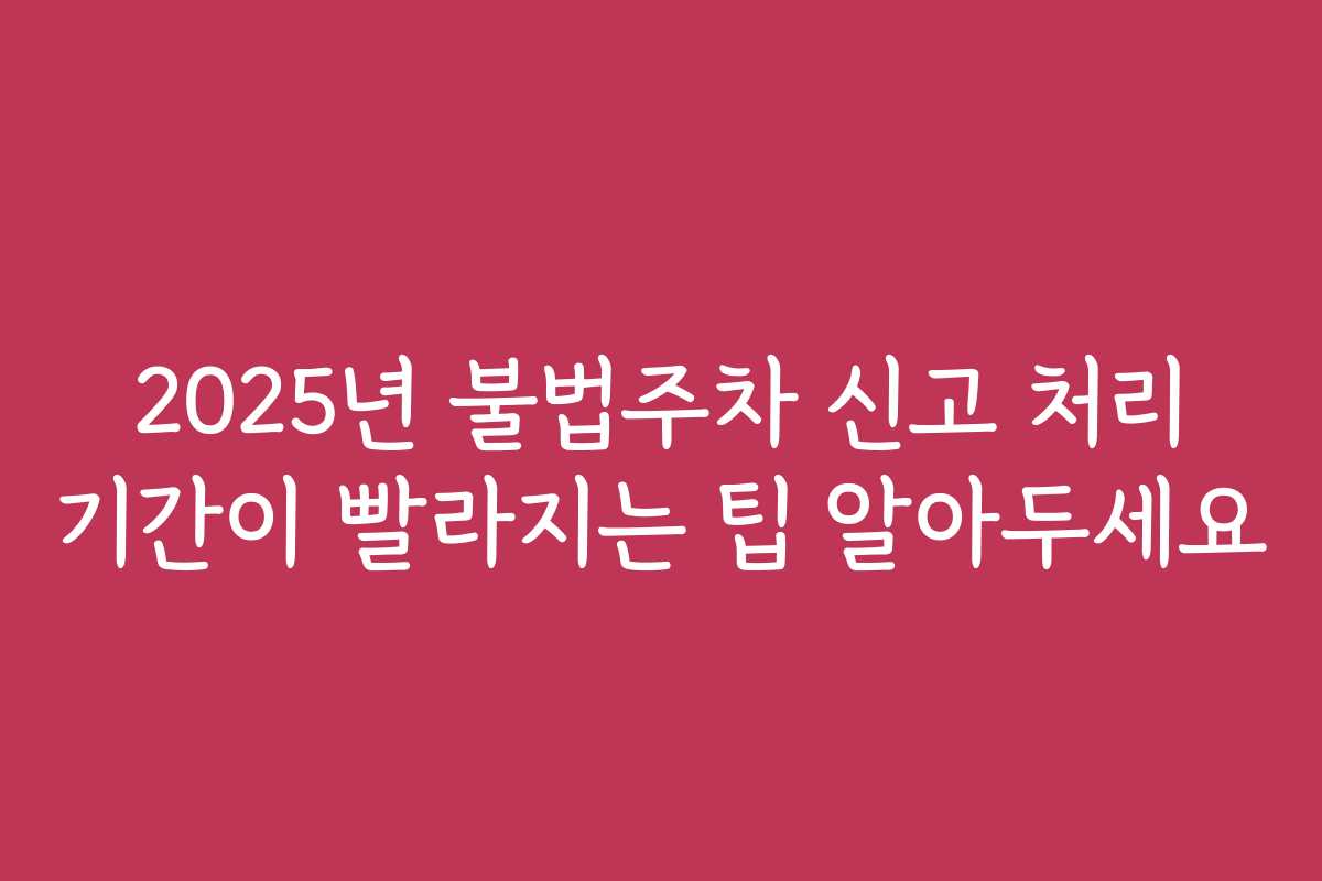 2025년 불법주차 신고 처리 기간이 빨라지는 팁 알아두세요