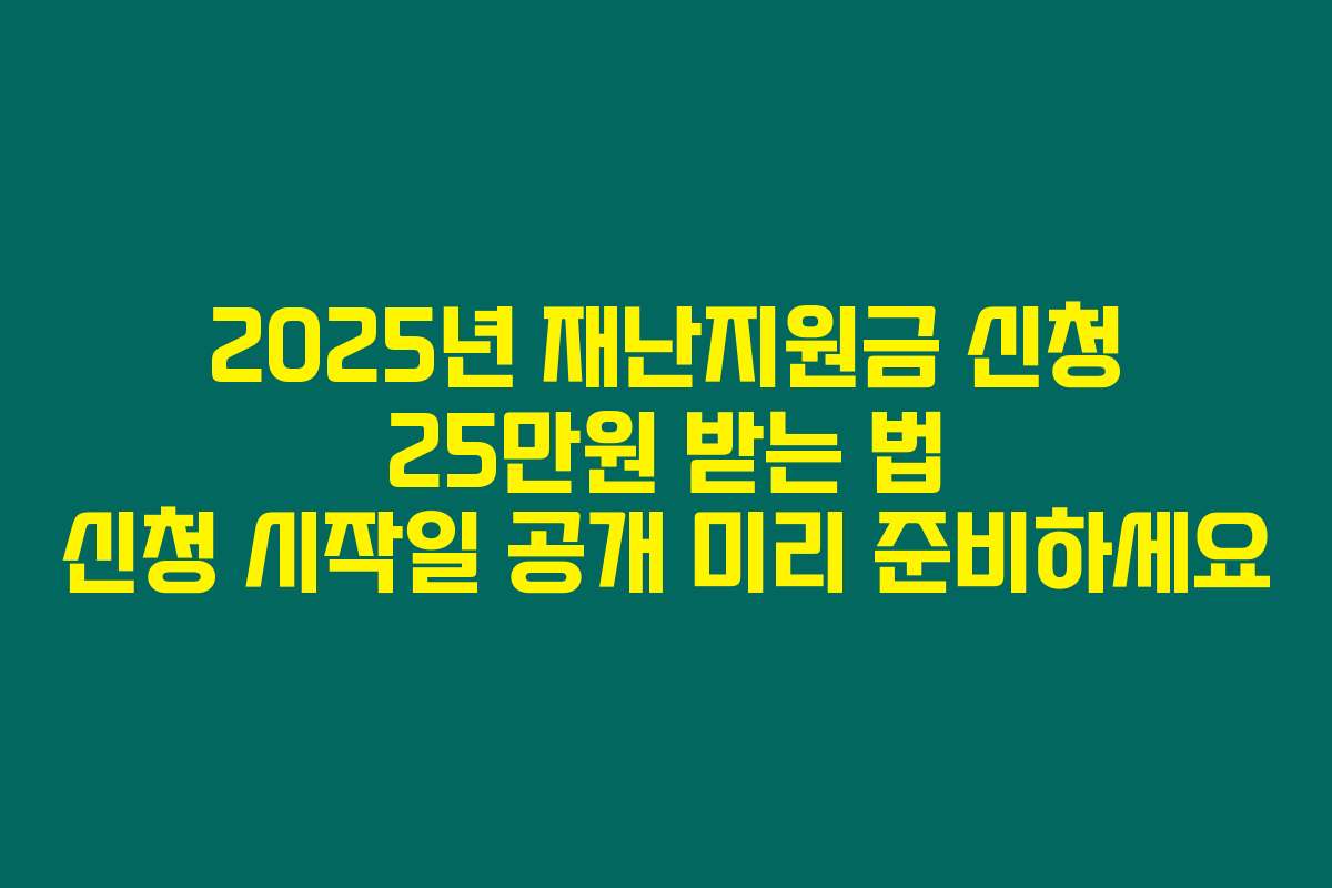 2025년 재난지원금 신청 25만원 받는 법 신청 시작일 공개 미리 준비하세요