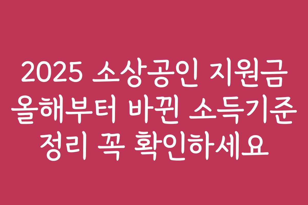 2025 소상공인 지원금 올해부터 바뀐 소득기준 정리 꼭 확인하세요
