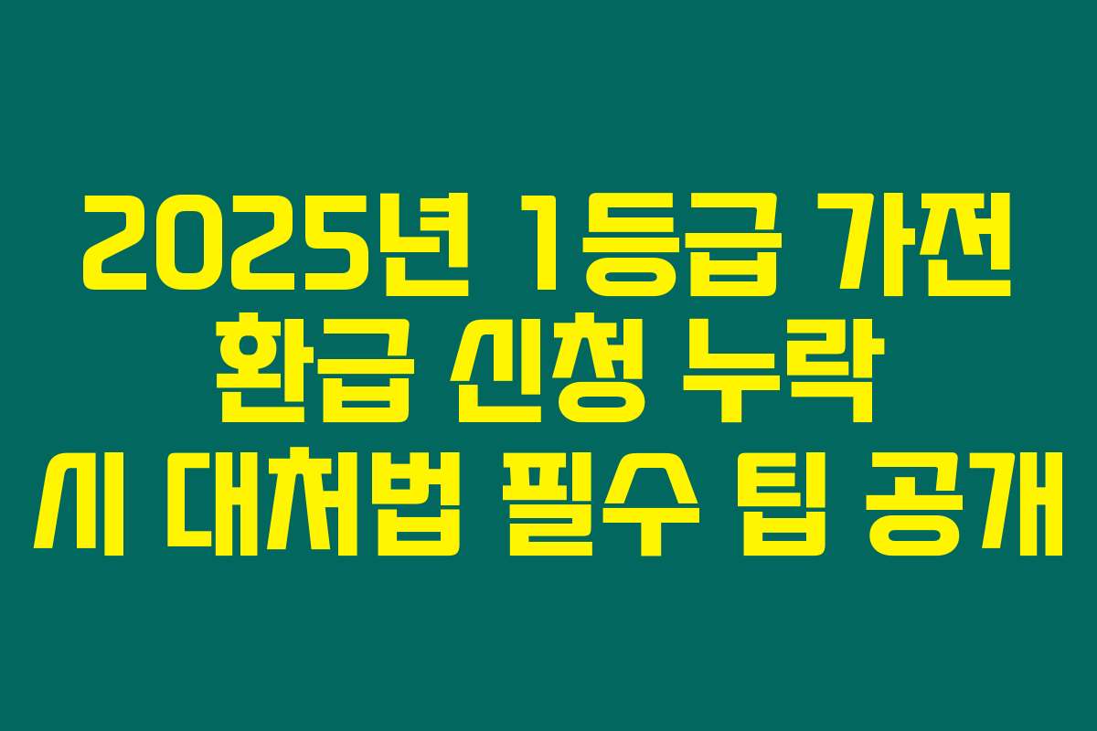 2025년 1등급 가전 환급 신청 누락 시 대처법 필수 팁 공개