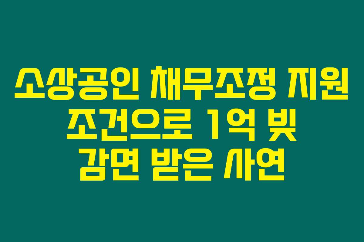 소상공인 채무조정 지원 조건으로 1억 빚 감면 받은 사연