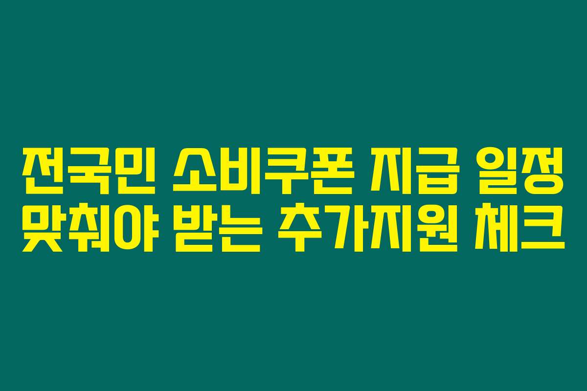 전국민 소비쿠폰 지급 일정 맞춰야 받는 추가지원 체크