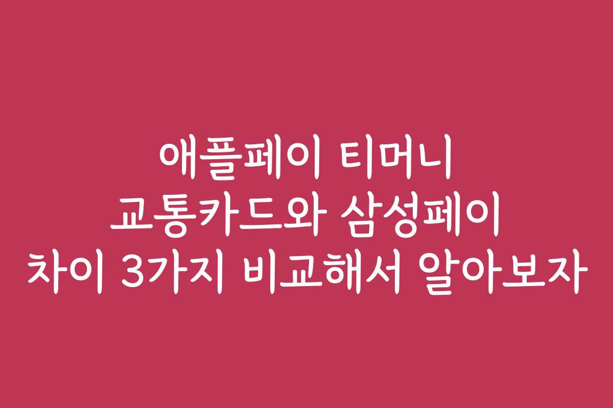 애플페이 티머니 교통카드와 삼성페이 차이 3가지 비교해서 알아보자