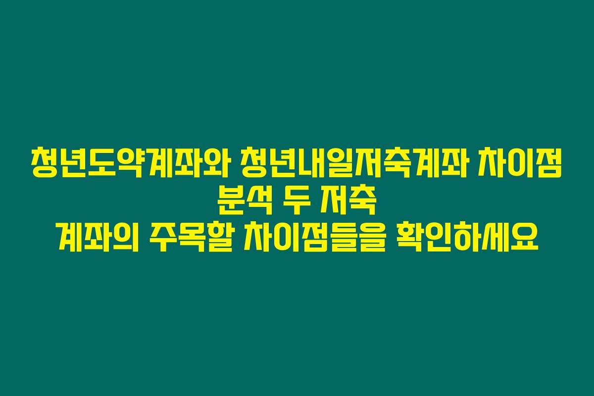 청년도약계좌와 청년내일저축계좌 차이점 분석 두 저축 계좌의 주목할 차이점들을 확인하세요