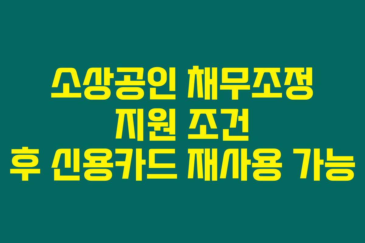 소상공인 채무조정 지원 조건 후 신용카드 재사용 가능