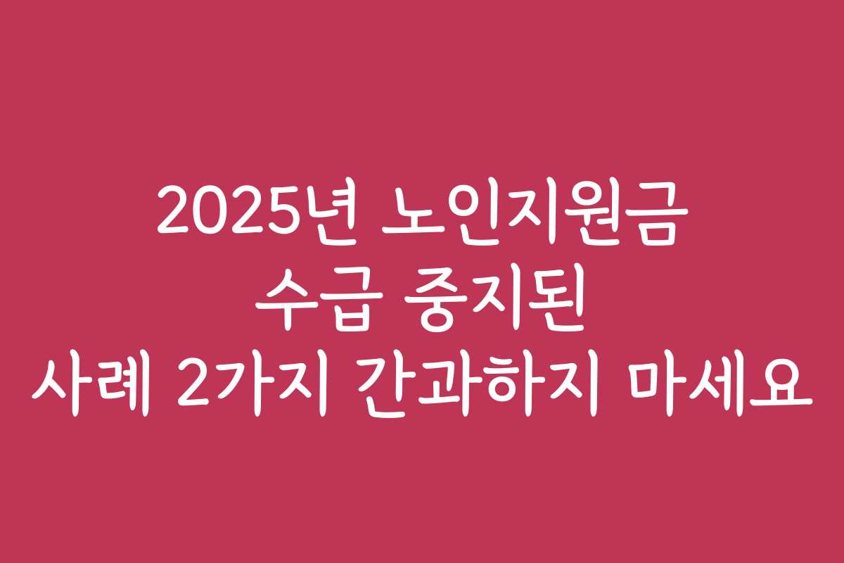 2025년 노인지원금 수급 중지된 사례 2가지 간과하지 마세요