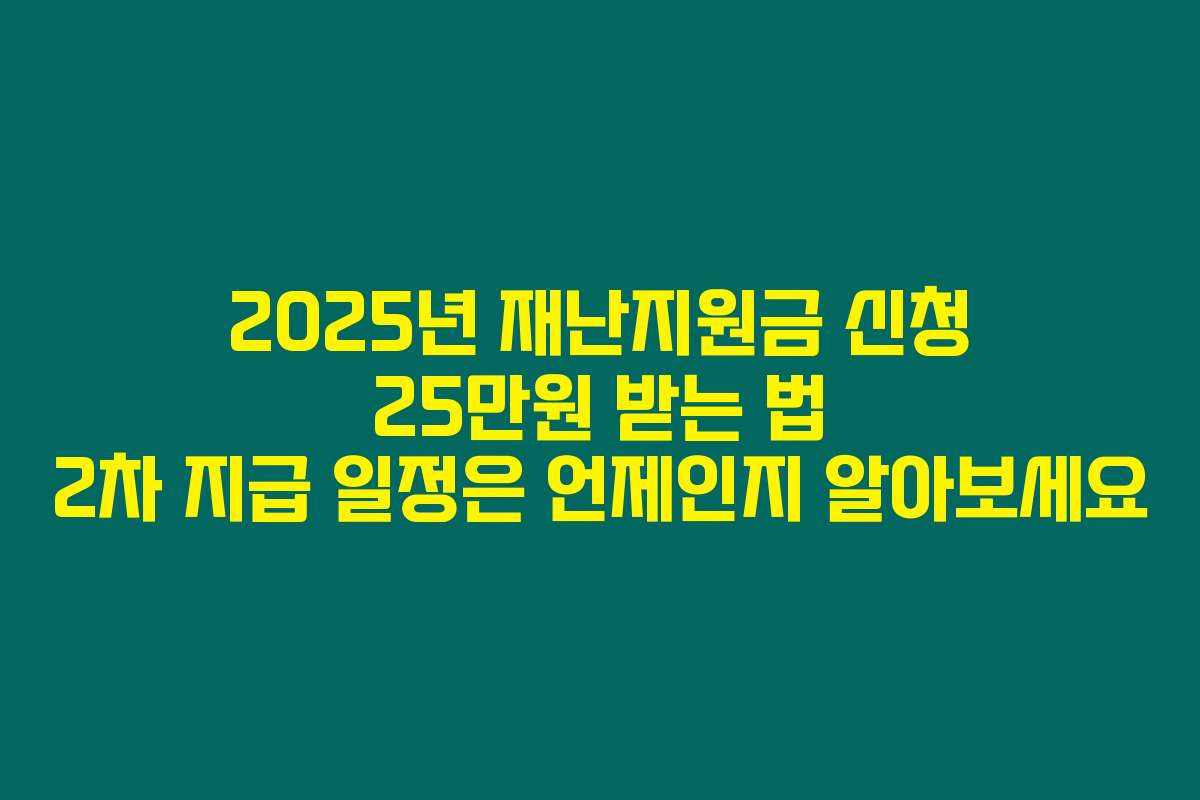 2025년 재난지원금 신청 25만원 받는 법 2차 지급 일정은 언제인지 알아보세요