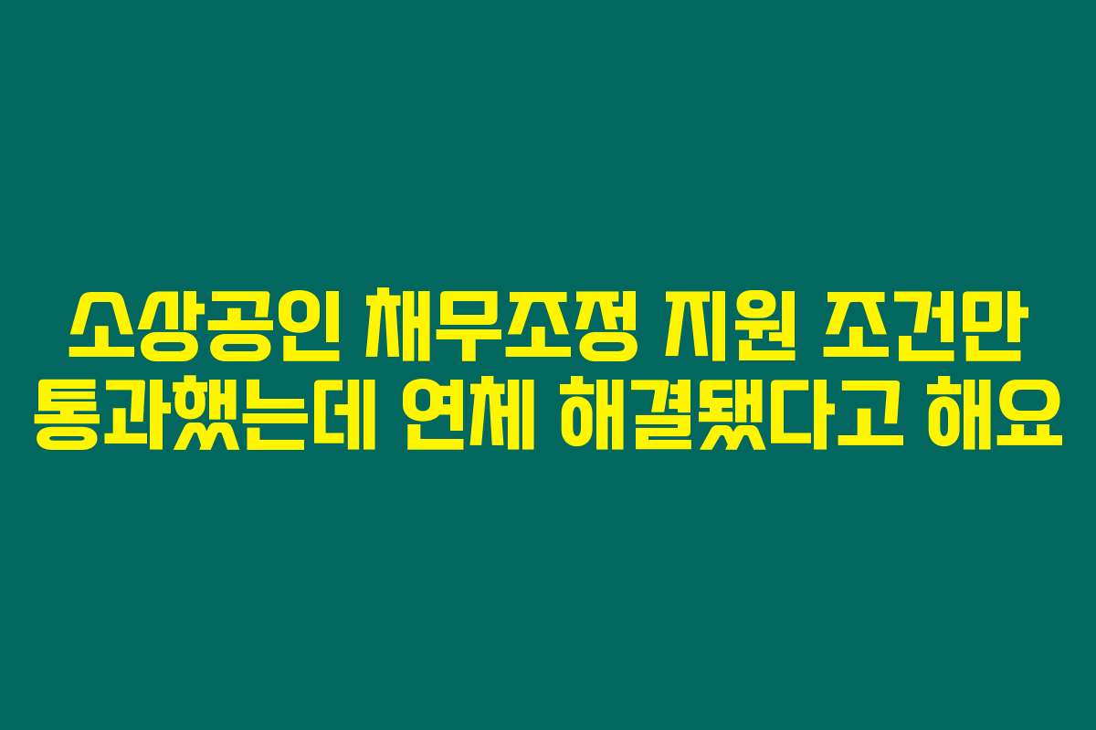 소상공인 채무조정 지원 조건만 통과했는데 연체 해결됐다고 해요
