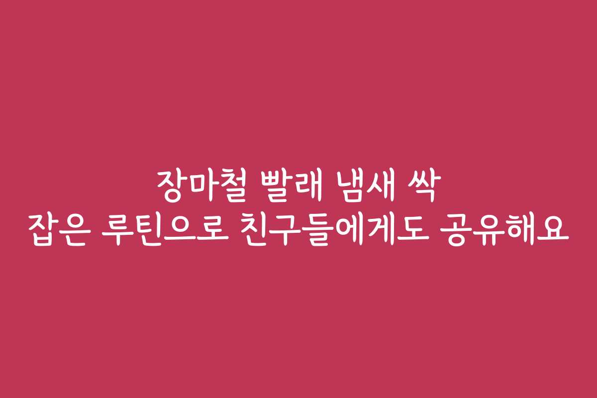 장마철 빨래 냄새 싹 잡은 루틴으로 친구들에게도 공유해요