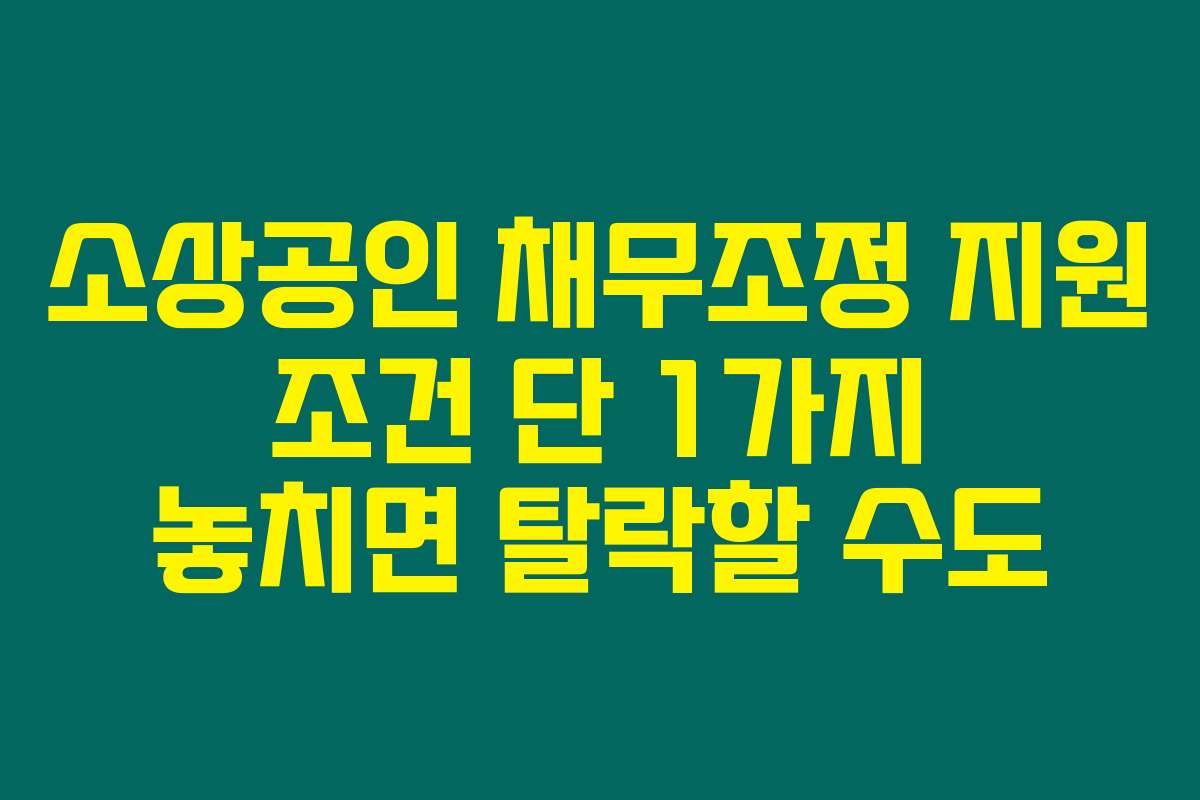 소상공인 채무조정 지원 조건 단 1가지 놓치면 탈락할 수도