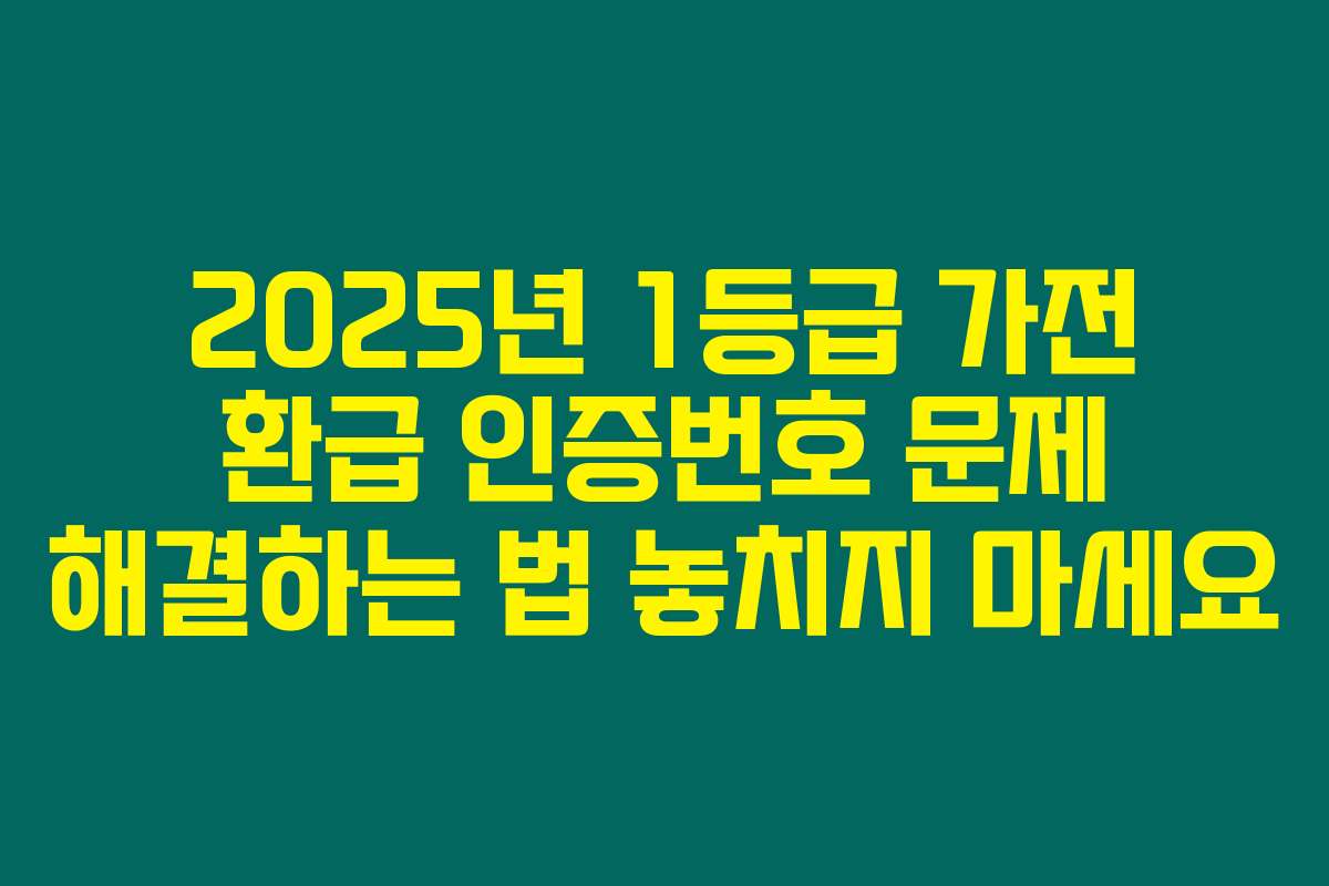 2025년 1등급 가전 환급 인증번호 문제 해결하는 법 놓치지 마세요