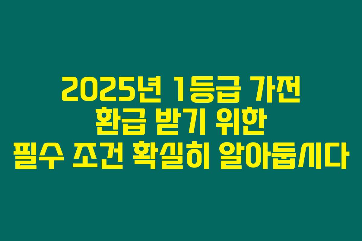 2025년 1등급 가전 환급 받기 위한 필수 조건 확실히 알아둡시다