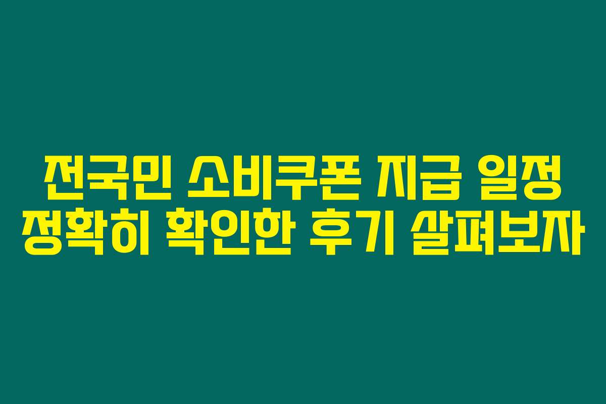 전국민 소비쿠폰 지급 일정 정확히 확인한 후기 살펴보자