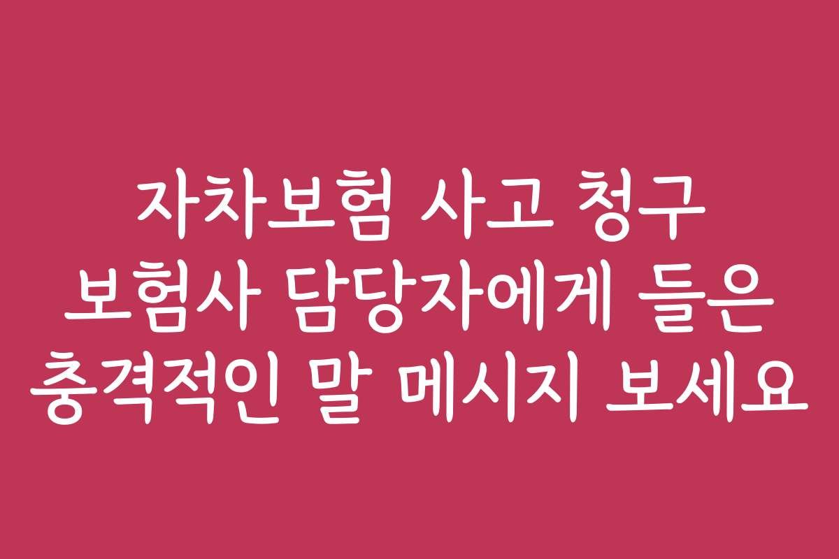 자차보험 사고 청구 보험사 담당자에게 들은 충격적인 말 메시지 보세요