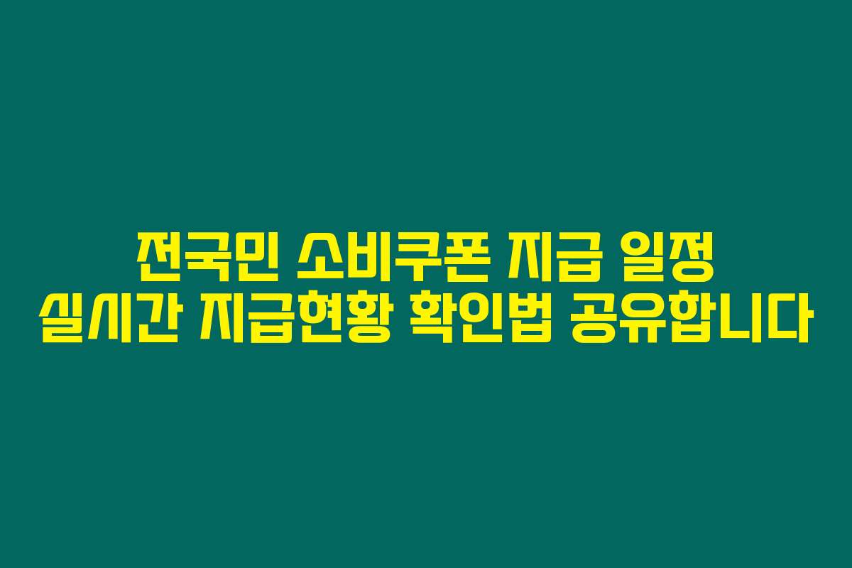 전국민 소비쿠폰 지급 일정 실시간 지급현황 확인법 공유합니다