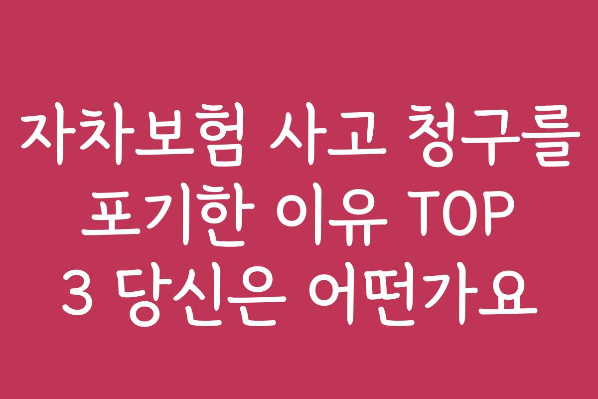 자차보험 사고 청구를 포기한 이유 TOP 3 당신은 어떤가요
