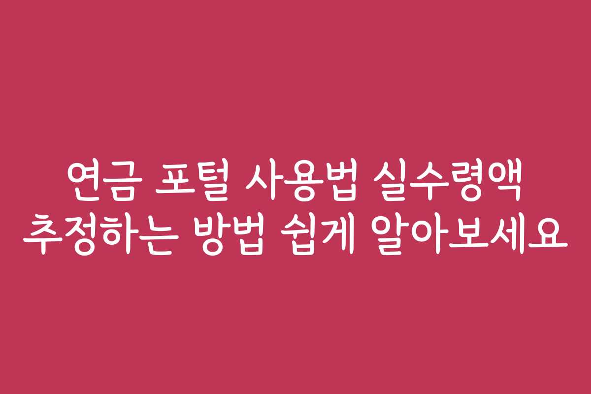 연금 포털 사용법 실수령액 추정하는 방법 쉽게 알아보세요 연금 포털 사용법 실수령액 추정하는 방법 쉽게 알아보세요