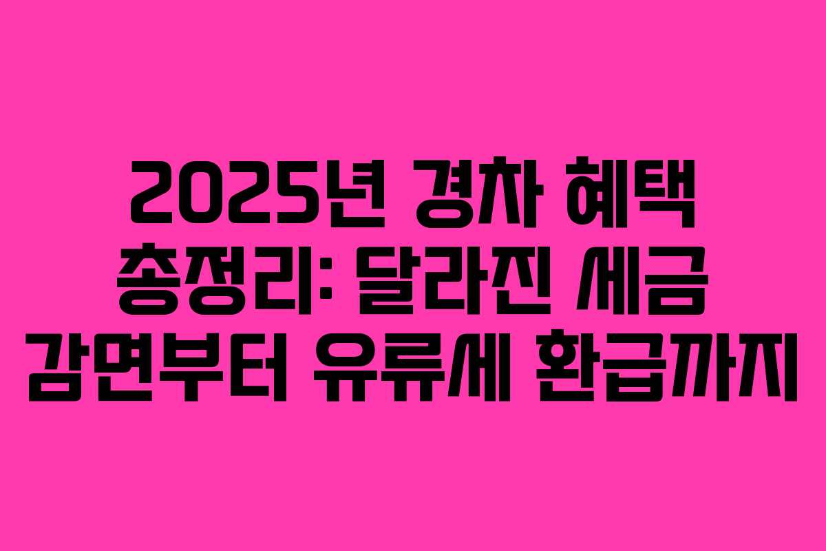 2025년 경차 혜택 총정리: 달라진 세금 감면부터 유류세 환급까지