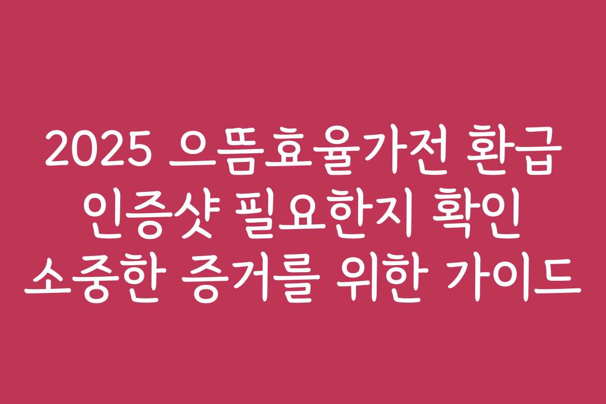 2025 으뜸효율가전 환급 인증샷 필요한지 확인 소중한 증거를 위한 가이드