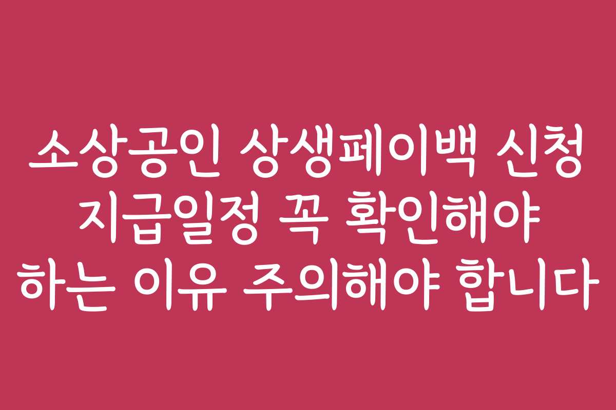 소상공인 상생페이백 신청 지급일정 꼭 확인해야 하는 이유 주의해야 합니다